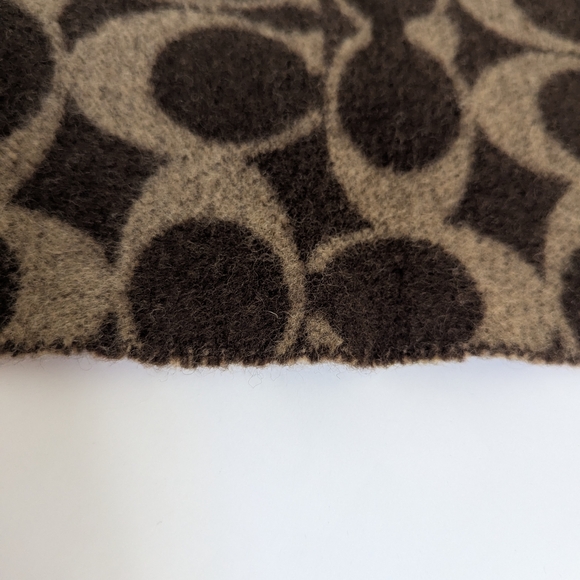 Vintage Coach Lambswool Brown and Tan Monogram Scarf Made In Scotland - Picture 8 of 8